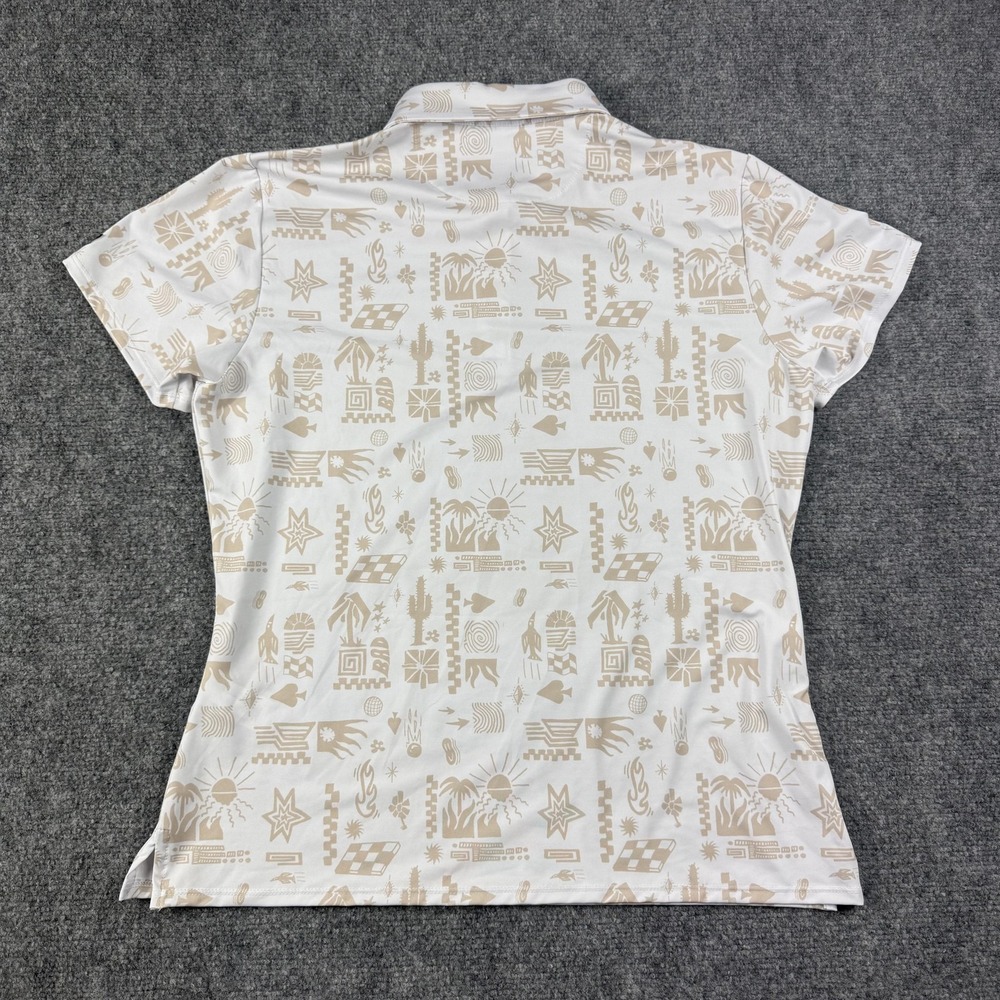 Bad Birdie Core Polo Shirt Womens Large White Dry Heat Stucco Golf‎ Desert Print - Picture 5 of 7